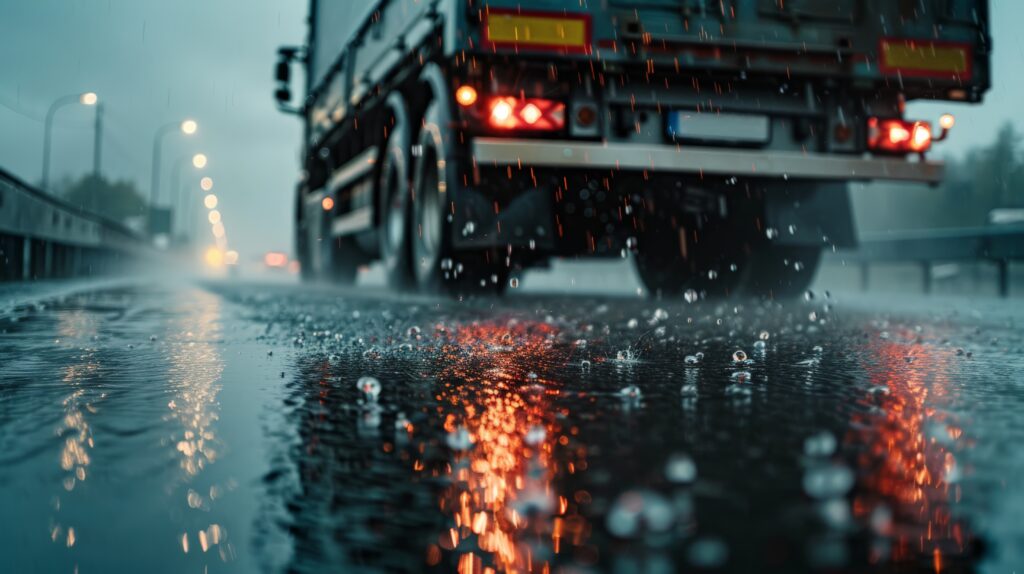 truck-mirrored-glossy-surface-rainsoaked-freeway-spray-from-its-wheels-blurred-surroundings-evoking-sense-urgency-unstoppable-pace-goods-transit-1024x574 Proteção Contra Fenômenos Naturais